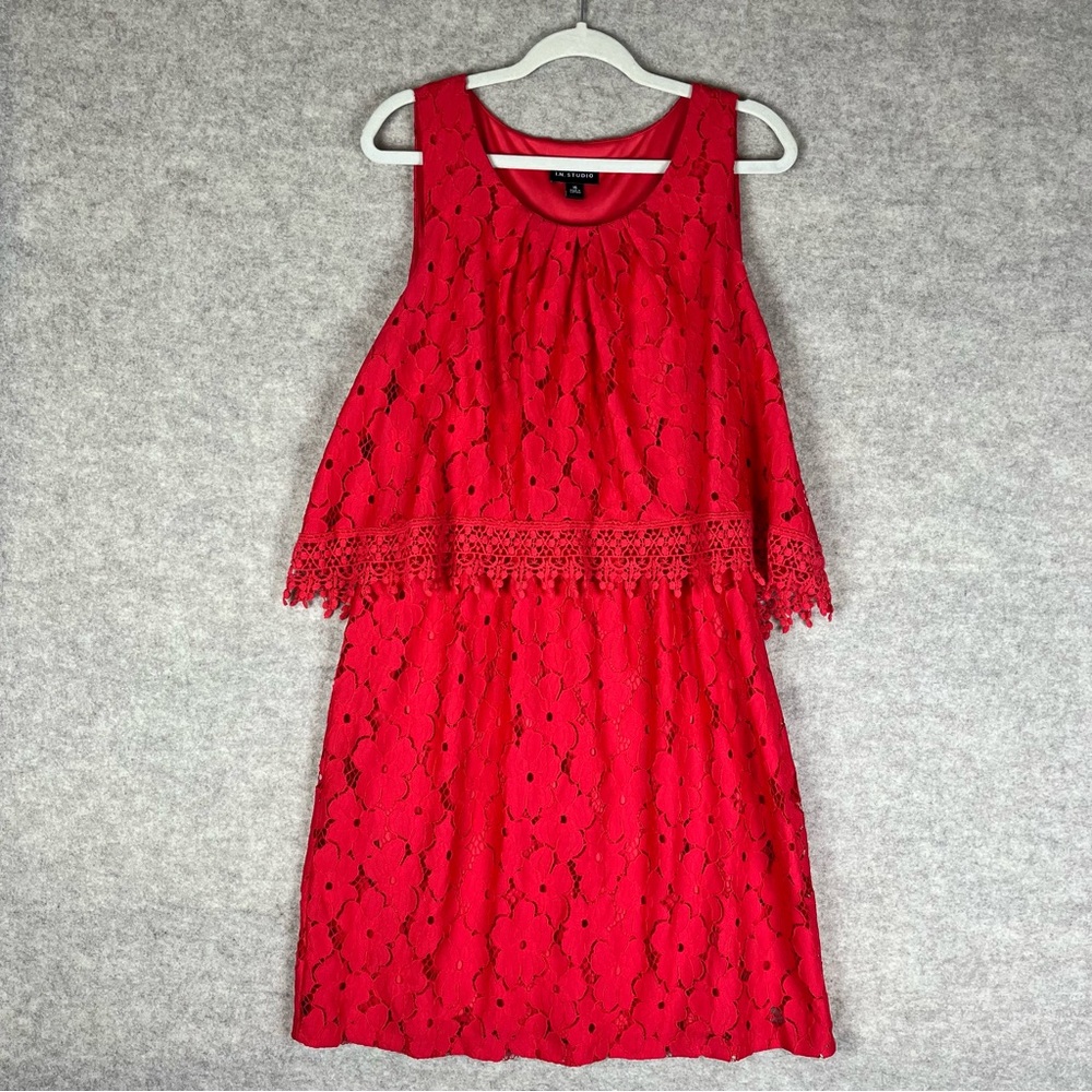 I.N. Studio Pink Fuchsia Lace Midi Dress